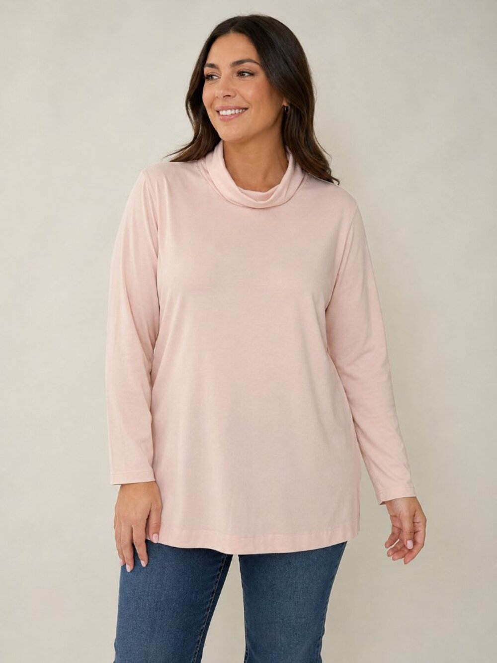 NWT J Jill cotton blend Luxe Supreme turtleneck tunic, pink, size 2X